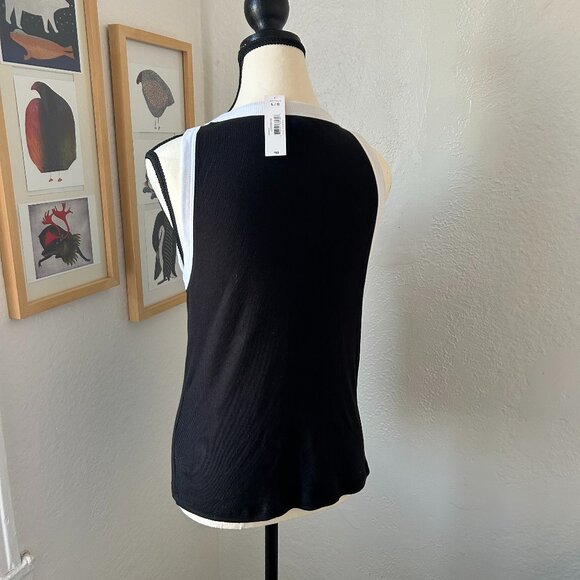 NWT Joe Fresh Tank Top Black with White Trim Women Size Large - Picture 3 of 6